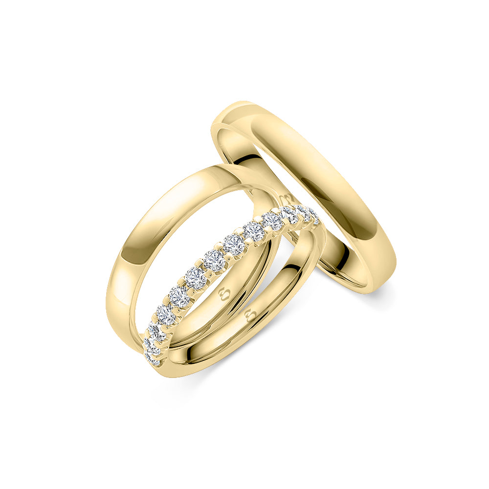 Trauringe Triset Gelbgold 585 0,52ct KT20