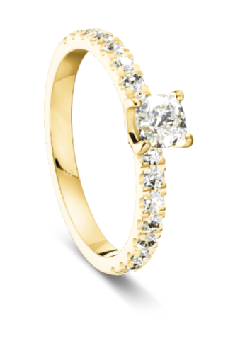 Verlobungsring Gold 585 Platin 950 Cushion 0,44ct KTX04