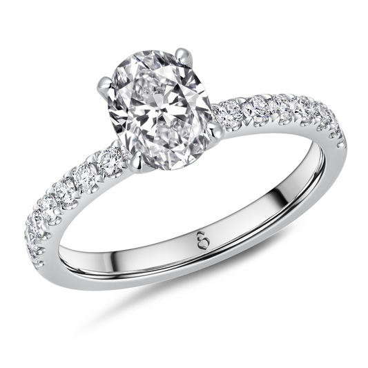Verlobungsring Gold 585 Platin 950 Oval 0,46ct KTX02