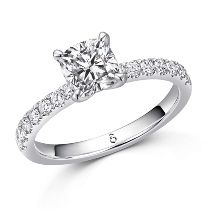 Verlobungsring Gold 585 Platin 950 Cushion 0,44ct KTX04
