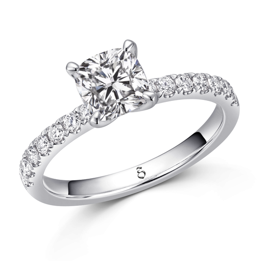 Verlobungsring Gold 585 Platin 950 Cushion 0,44ct KTX04