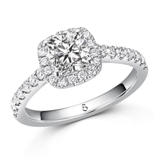 Verlobungsring Gold 585 Platin 950 Cushion 1,49ct Labgrown KTX05