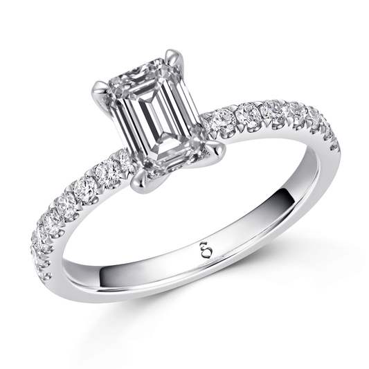 Verlobungsring Gold 585 Platin 950 Emerald 0,46ct KTX06