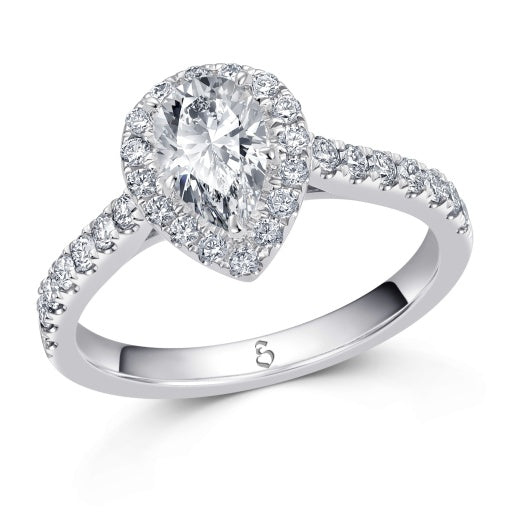 Verlobungsring Gold 585 Platin 950 Tropfen 1,53ct Labgrown KTX09
