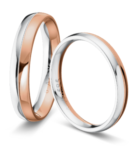 Trauringe Rosegold Weißgold 585 KT37R