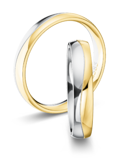 Trauringe Gelbgold Weißgold Welle 585 KT39R