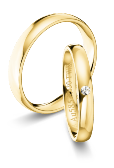 Trauringe Gelbgold 585 0,03ct Brillant KT31R