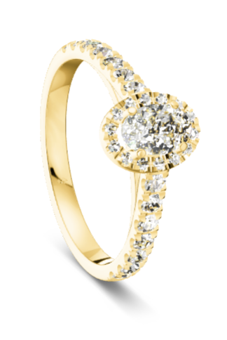 Verlobungsring Gold 585 Platin 950 Oval 0,52ct KTX03