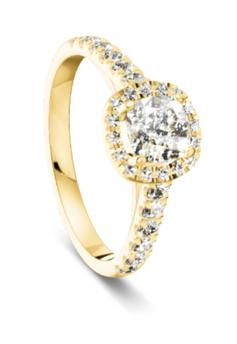 Verlobungsring Gold 585 Platin 950 Cushion 1,49ct Labgrown KTX05