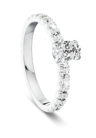 Verlobungsring Gold 585 Platin 950 Oval 0,46ct KTX02