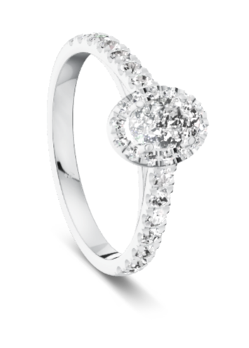 Verlobungsring Gold 585 Platin 950 Oval 0,52ct KTX03