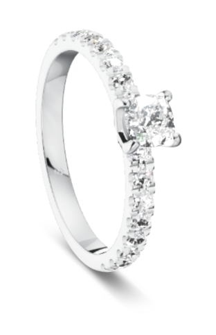Verlobungsring Gold 585 Platin 950 Cushion 0,44ct KTX04